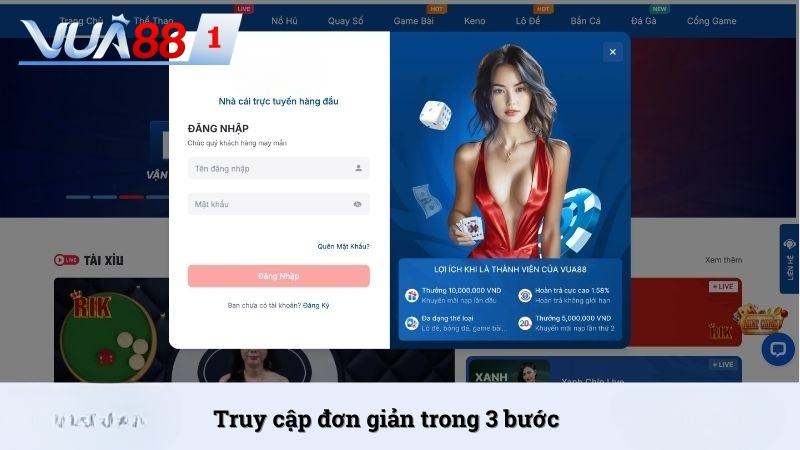 Hướng dẫn các bước đăng nhập Vua88 đơn giản